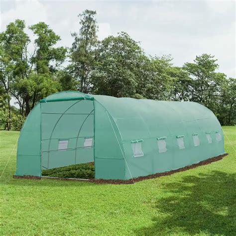 Outsunny Estufa tipo Túnel 8x3x2m Aço e PE 140 g m² Estufa para Cultivo