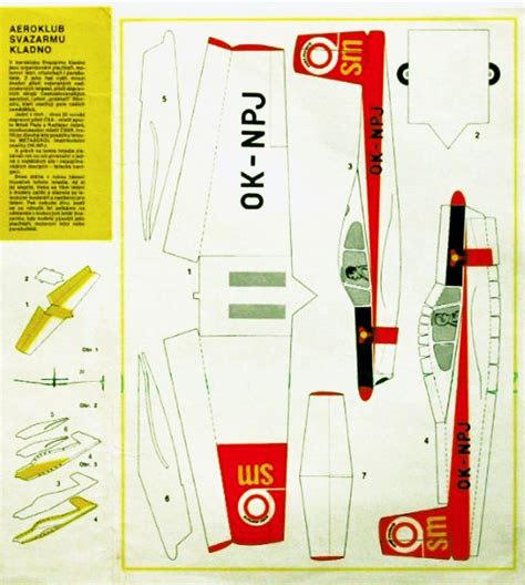 Flyable Czech Paper Model Airplane Template SM Sokol Model Planes