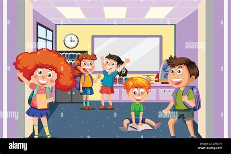 Classroom scene with student kids illustration Stock Vector Image & Art ...