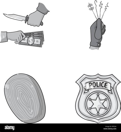 Assault Badge Collection Crime Finger Hand Icon Illustration Imprint