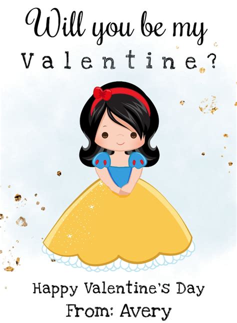 Princess Valentines Day Card Template Digital Valentines Etsy Canada