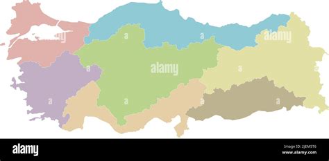 Vector Blank Map Of Turkey With Regions And Geographical Divisions Editable And Clearly Labeled