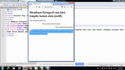 Tutorial Text Html Part 3 Membuat Paragraf Rata Kiri Tengah Kanan Atau Justify Youtube