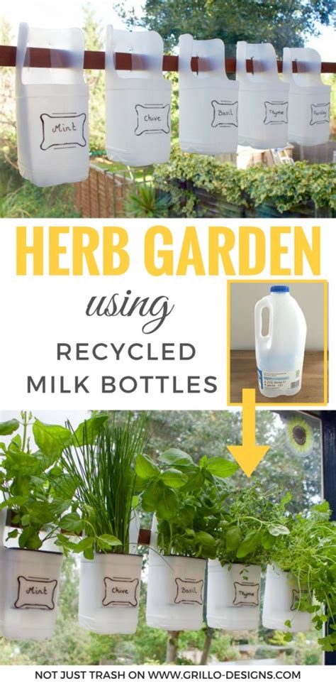 Indoor Bottle Herb Garden From Recycled Milk Bottles Grillo Designs