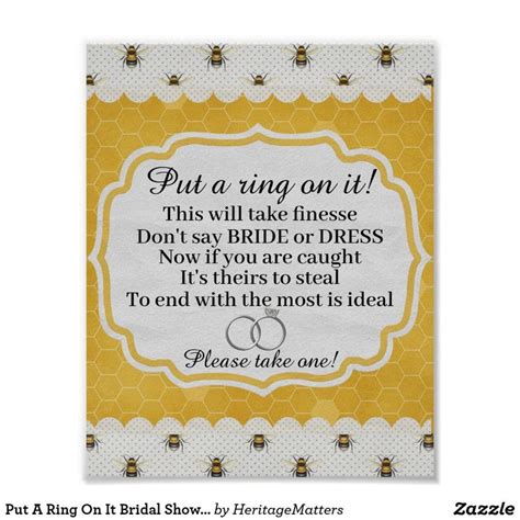 Put A Ring On It Bridal Shower Game Poster Zazzle Bridal Shower