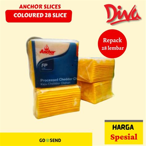 Jual 28 Slice Anchor Red Cheddar Cheese Repack Slice Melt Lumer