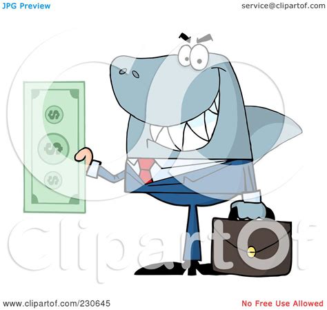 Royalty Free Rf Clipart Illustration Of A Shark Businessman Holding A