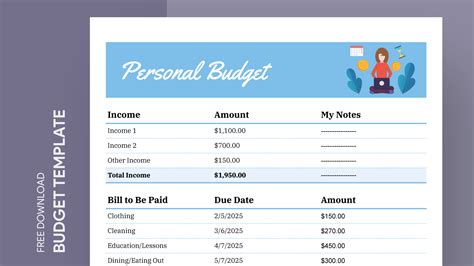 Personal Budget Free Google Sheets & Excel Template - gdoc.io