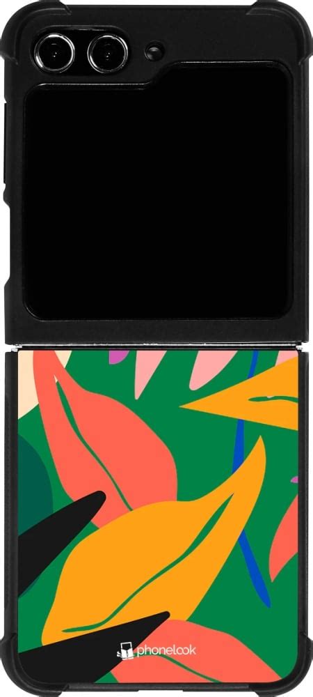 Coque Samsung Galaxy Z Flip Silicone Rigide Noir Abstract Jungle