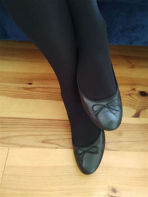 Ballerina Shoes And Thick Black Tights In 2024 Ballet Flats Thigh High Stockings And Tights