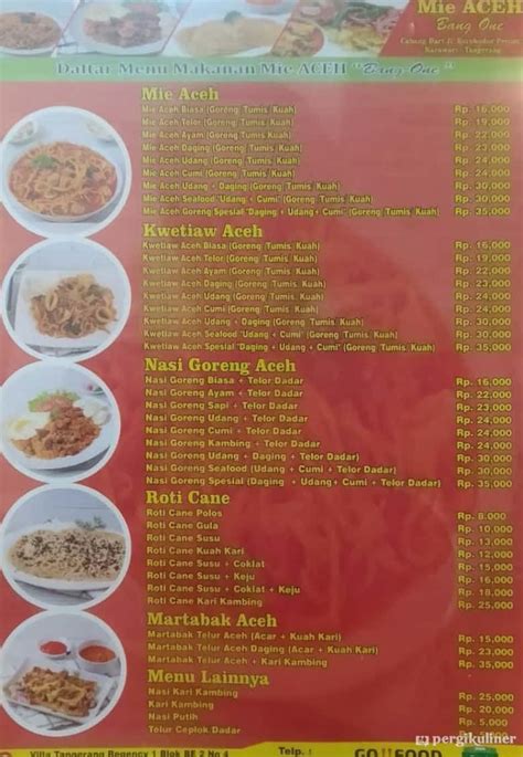 Selalu Diperbarui Menu Mie Aceh Bang One Periuk Tangerang