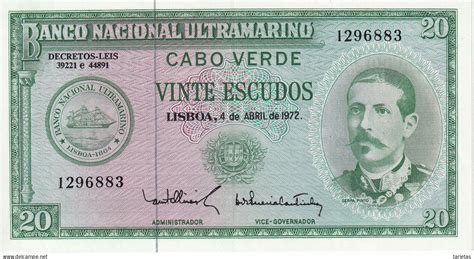 Cap Vert BILLETE DE CABO VERDE DE 20 ESCUDOS DEL AÑO 1972 EN CALIDAD