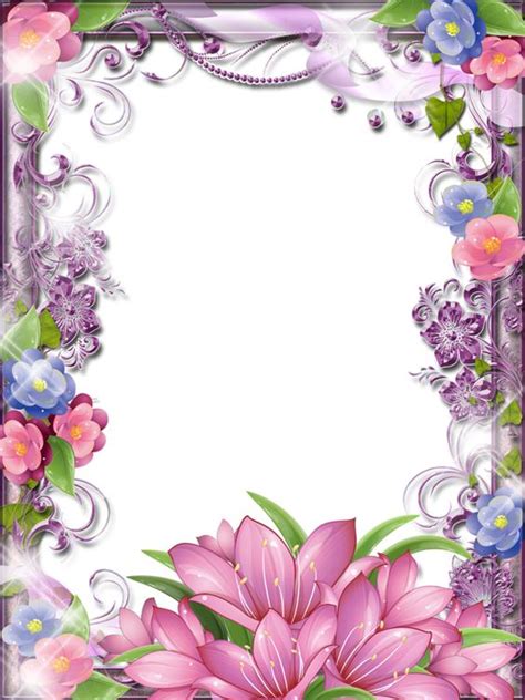 Very Glittery Sparkle Pink And Purple Flower Girlie Border Frame Art Clip Art Border