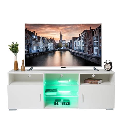 57 Led Tv Stand For Tvs Up To 61 With Rgb Led Light And Glass