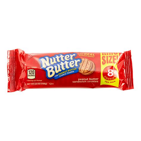 Nabisco Nutter Butter King Size Cookie Pack 8 Count 3 5 Oz 20 Case