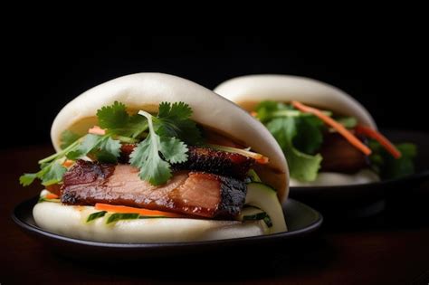 Premium Ai Image Bao Bun With Juicy Slowroasted Pork Belly