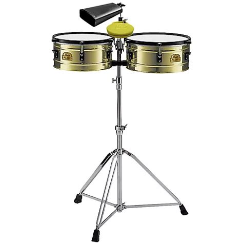 Pearl Ptb5145 Timbale Set And Stand With Clave Block And Cowbell