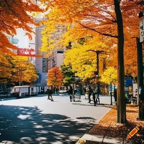 Sunny Autumn Day In Tokyo Street On Craiyon