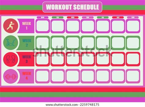 4 Week Workout Schedule Template Stock Illustration 2259748175 ...