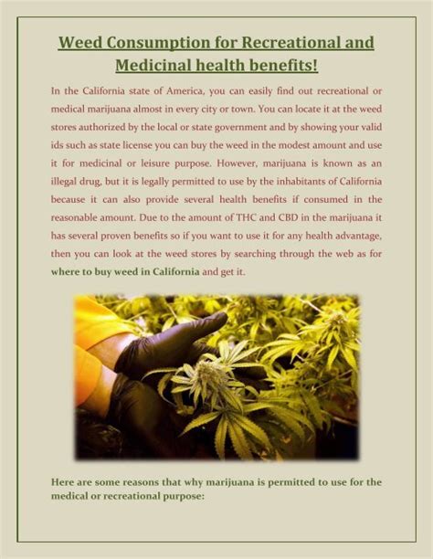 Weed Consumption for Recreational and Medicinal health benefits!