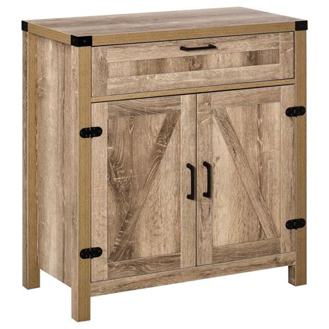 HOMCOM Oak Industrial Storage Sideboard with-Drawer and Double Door ...