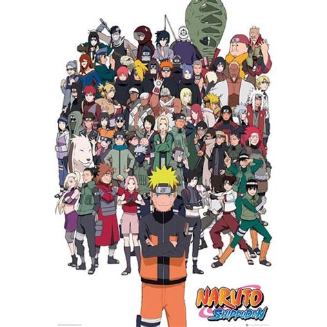 Poster Naruto Shippuden Tous Les Personnages Kakashi Friends Achat