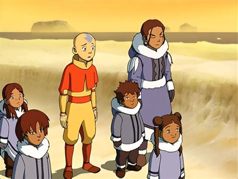 Aang And Katara Hearing Sokka Tell The Young Warriors To Move Away From Aang