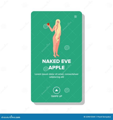 Naked Eve Holding Apple Standing In Eden Vector Stock Vector Illustration Of Flat Naked