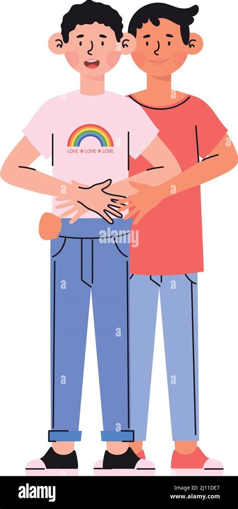 Cartoon Gay Couple Hugging Stock Vector Image And Art Alamy