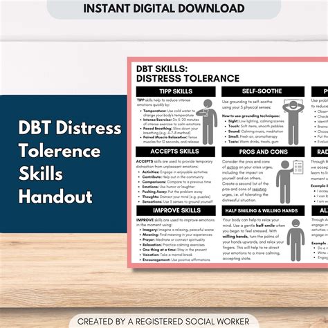 Dbt Distress Tolerance Coping Skills Worksheet Handout Therapy