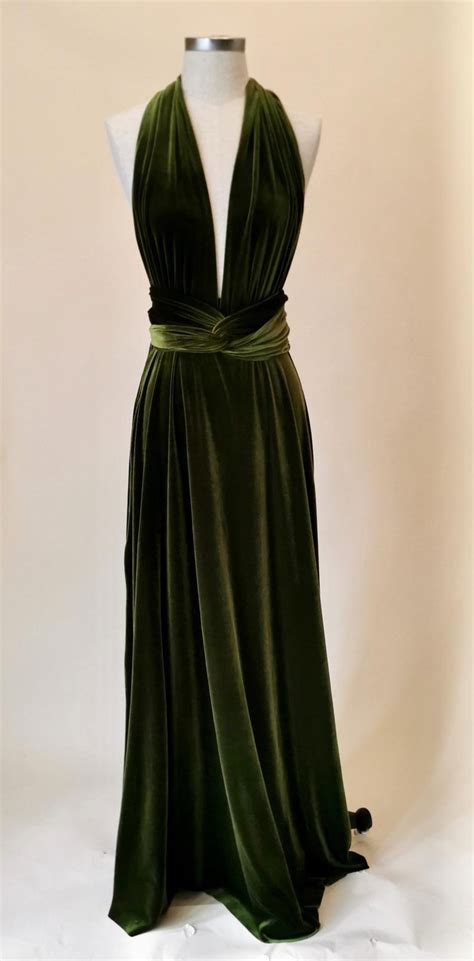 Olive Green Velvet Dress Infinity Dress Bridesmaid Dress Etsy Multi