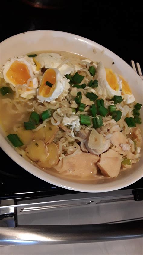 Jazzed Up Instant Noodles Ginger Chicken With Shaved Garlic Ramen