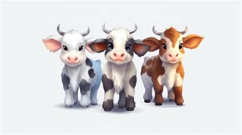 Premium Photo | A cartoon of three cows with one of them has a blue ...