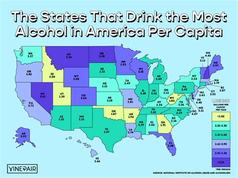 The States That Drink The Most Alcohol In America Map Vinepair