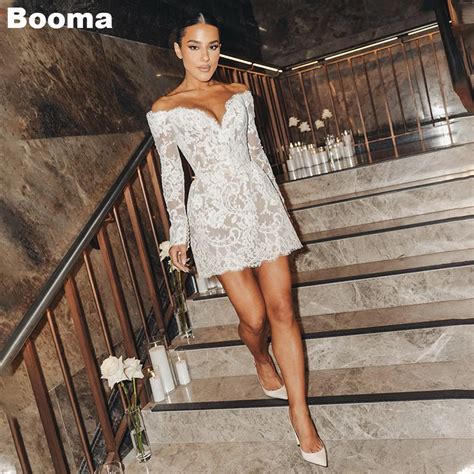 Booma Vestidos De Novia Cortos De Encaje Para Mujer Mini Vestidos De