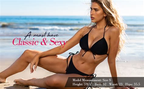 Amazon Relleciga Women S Tie Front Triangle Bikini Top Clothing