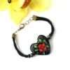 Pulsera Coraz N Negro Con Rosa Albor Arte Mx