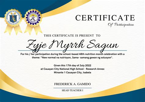 certificate  participation  certificates  awarded