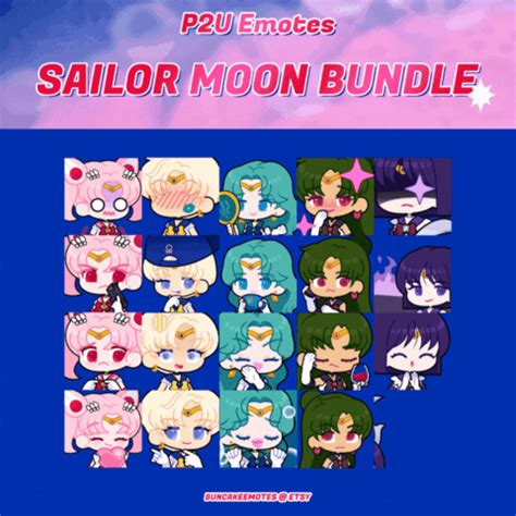 P U Animated Sailor Moon Emote Bundle Outer Senshi Cupidemotes S Ko