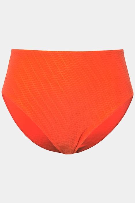 Slip De Bikini Cintura Alta Textura Ondulada Naranja Rojizo Ulla Popken