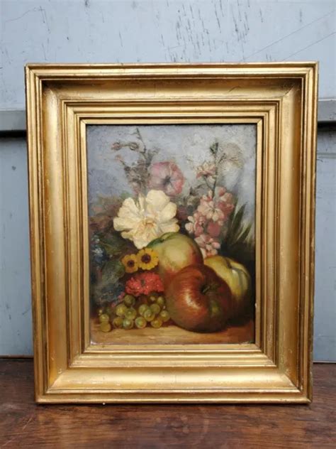 Tableau Ancien Huile Sur Toile Nature Morte Xix Me F Jacquinot Cadre