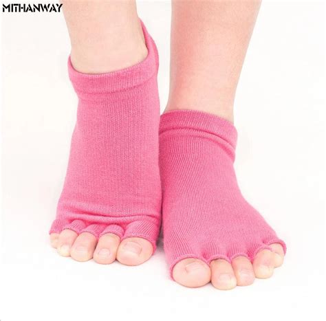 1 Pair Women Toe Socks Cotton Ankle Half Five Finger Socks Non Slip