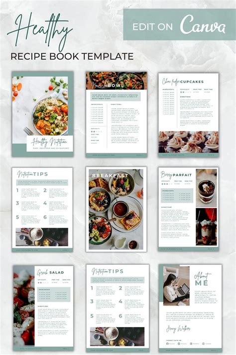 Cookbook Template Canva Canva Ebook Template Nutrition Canva Recipe