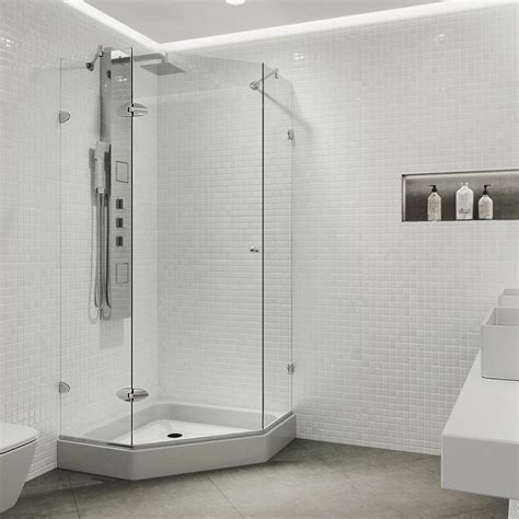 Vigo Verona 42 In X 7875 In Frameless Neo Angle Hinged Corner Shower Enclosure In Chrome With