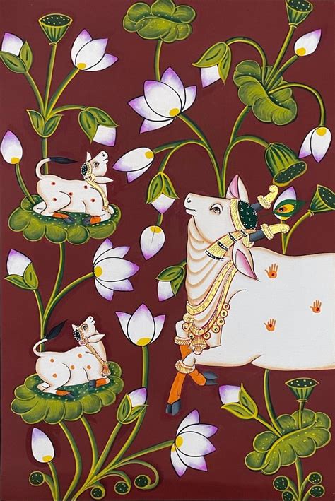 Buy Pichwai Painting Of Cow Detailed Traditional Indian Pichwai