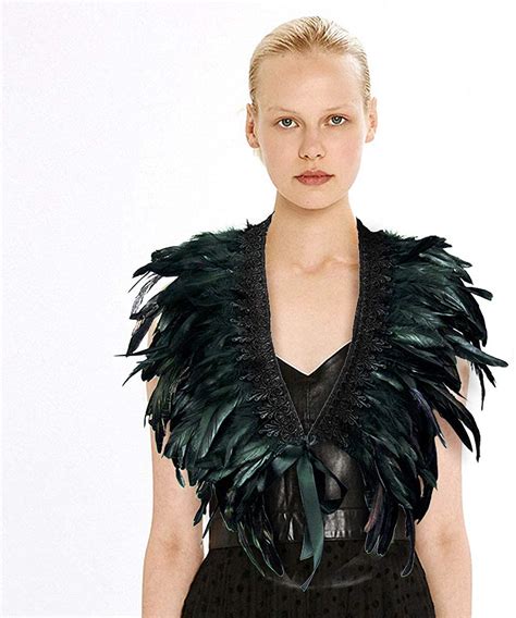 Ansug Feather Shawl Gothic Feather Cape Collar Fashion Shrug Scarf Feather Belt For Carnival