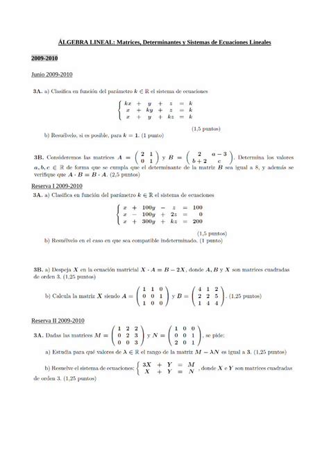 PDF ÁLGEBRA LINEAL Matrices Determinantes y Sistemas de lgebra