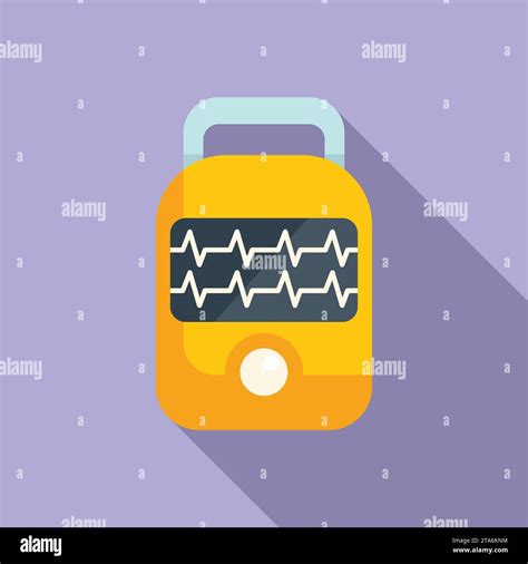 Cardiopulmonary Defibrillator Icon Flat Vector First Aid Help Portable Device Stock Vector