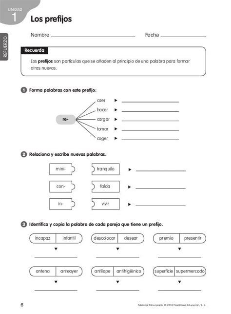 Refuerzo Y Ampliacion Lengua Prefijos Prefijos Y Sufijos