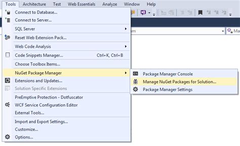 Visual Studio Shortcuts Package Management Questsop